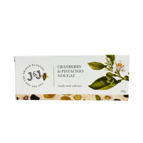 J&J Cranberry + Pistachio Nougat 80g