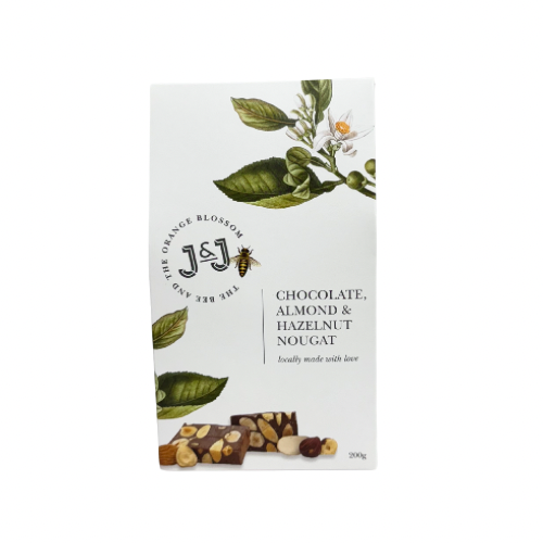 J&J Chocolate, Almond + Hazelnut Nougat Box 200g