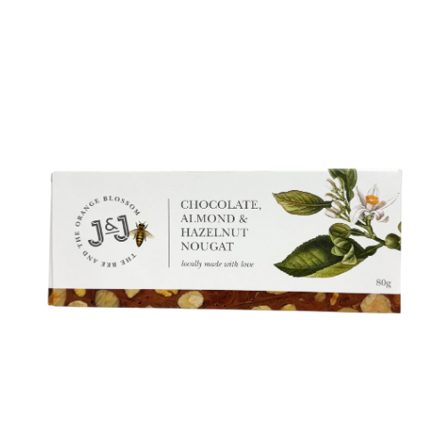 J&J Chocolate, Almond + Hazelnut Nougat 80g